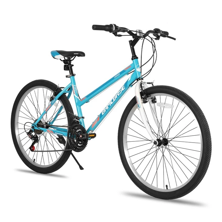JOYKIE 26 Inch High Carbon Steel Frame Entry Level Riser Handlebar 21 Speed V-Brake Rigid Fork Mountain Bike