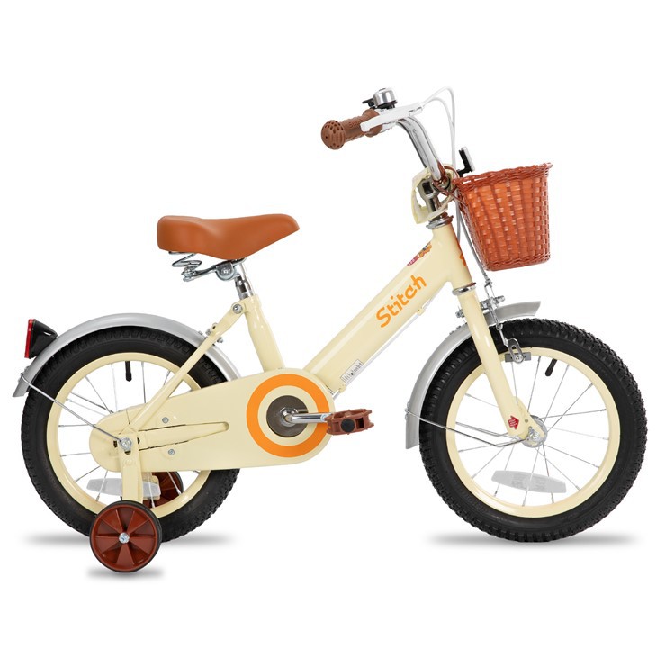 JYKIE STITCH VINTAGE 12/14/16 tum barncykel för 2-8 år gamla flickor, barncykel med framkorg och träningshjul